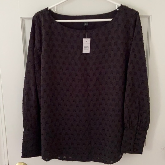 Ann Taylor Black Textured Long-sleeve Top - Picture 1 of 4